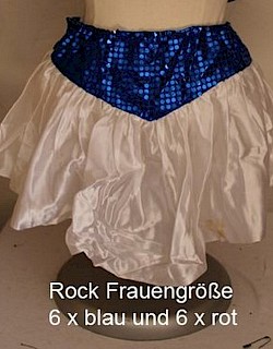 Rock Frauengröße | Bestand: 6 x blau, 6 x rot